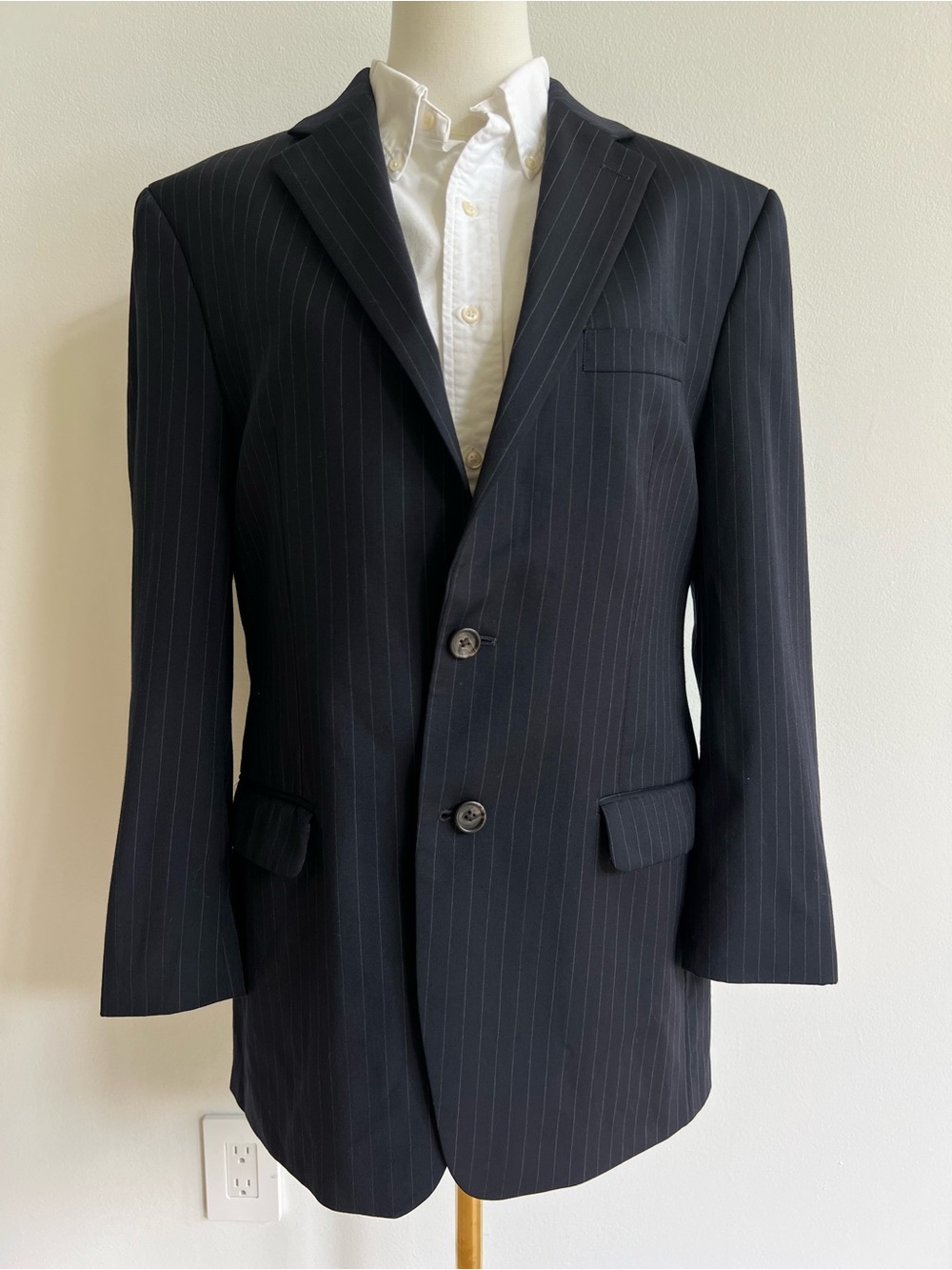 Lauren Ralph Lauren Men’s 40R Sport Coat 100% Wool Navy Blue Pinstripe Blazer